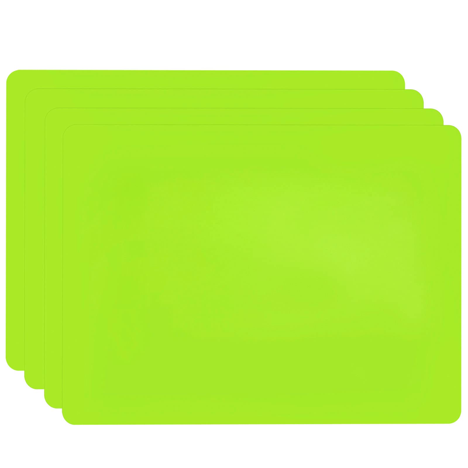 Silicone Placemats for Kids,4pcs Table Mat,Non Slip, Heat Resistant,Dishwasher Safe,40 x 30 cm,Green — image 1