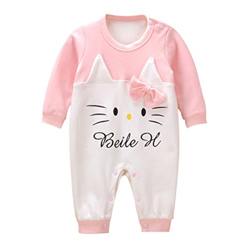 Monvecle Unisex-Baby 2 Pack Cotton Coverall Bodysuit One Piece Jumpsuit Romper Cute Cat 12-18m
