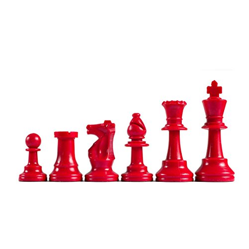 WE Games Color-Bright Staunton Tournament Chess Pieces - Plastic with 3.75 inch king - Half Set Chessmen are Red