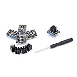 Printer 3D Stepper Motor Driver, FYSETC TMC2208 V1.2 Stepstick Stepper Motor Driver Module Carrier with Heat Sink Screwdriver for 3D Printer Controller Boards Ramps1.4 MKS Gen Ender-3 Pro, Black 5 Pcs
