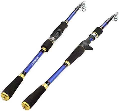 GLUREE Blue Ultra-Light Portable Super Hard Carbon Fiber Telescopic Fishing Rod Lure Fishing Pole for Travel Surf Saltwater Freshwater 5.91Ft - 8.86Ft Pull Out Type Fishing Rod