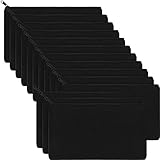 Canvas Makeup Bags Canvas Zipper Pouch Bags Pencil Case Blank DIY Craft Bags Cosmetic Pouch for Travel DIY Craft School (Black, 14 Pieces)