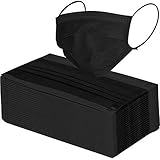 Disposable 3-Ply Face Mask Antiviral Medical Surgical Mask with Earloop Polypropylene Masks for Personal Health - 50 Pcs (Black)
