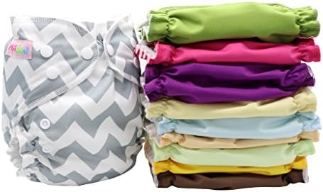 MABOJ Pocket Cloth Diapers One Size Baby Cloth Nappies Washable Reusable Waterproof Diapers for 8 to 35 Pounds Babies (Grey)