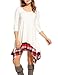 ACEVOG Women's v-Neck Plaid Three-Quarter-Sleeve Short Straight Dress, Beige, XX-Large