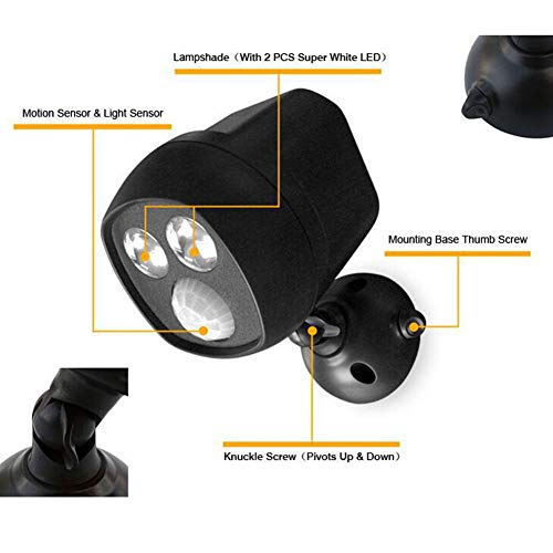 yodaliy Waterproof Security Lights with Motion Sensor 30W Super Bright 450 Lumen LED Spotlight Battery Induction Lamp Wireless Intelligent LED PIR Floodlight Fitting for Garden,Garage,Pathway ect