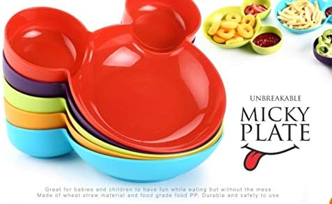 Slings Unbreakable Micket Shaped Kids/Snack Serving Plate (Assorted Colors) (5)