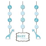 Creative Converting Baby Shower Wild Safari Blue 3 Count Hanging Cutouts Decoration