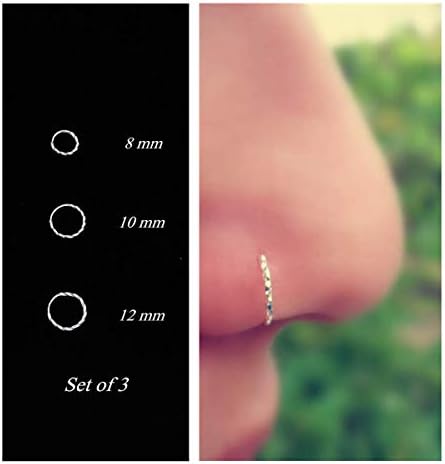 Nose Rings Cartilage Hoop Earrings Body Piercing Adjustable Round Sterling Silver Jewelry for Women Men Girls