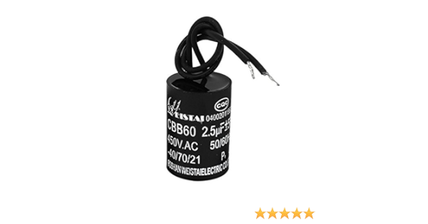 AC 450V 2.5uF 2-Wired polipropileno Motor Running Capacitor Film CBB60