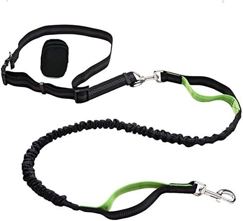 Gopsyc Hands Free Bungee Running Dog Leash with Accessory Pouch - Premium Retractable Dual Handle Dog Lead with Adjustable Waist Belt, Reflective Walking Belt - Ideal for Exercising with your Dogs