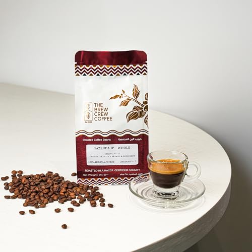 The Brew Crew Coffee – Single Origin Brazil Fazenda IP Coffee Beans, 250g | 100% Arabica Medium Roast | Smooth, Nutty & Chocolatey Flavor