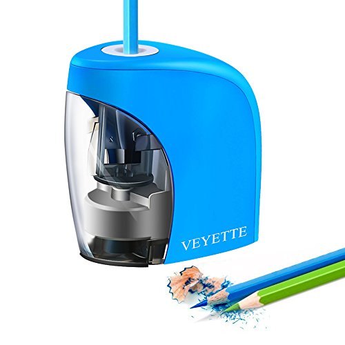 Pencil Sharpener, VEYETTE Portable Electrical Pencil Sharpener for Colored Pencils, Perfect for Kids, Teachers and Artists, Plug & Battery Operated,Blue