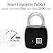 Smart Fingerprint Padlock Biometric ANYTEK P3 Waterproof Lock with Finger Print Security Touch Keyless Lock USB charge and 1 Years Standby Time for Gym Locker Suitcase Cabinet Box Black