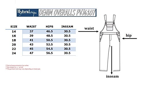 Hybrid & Company Womens Stretch Denim Overalls PVJ6009 Dark WASH M