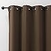 Best Home Fashion Wide Width Thermal Insulated Blackout Curtain - Antique Bronze Grommet Top - Chocolate - 80
