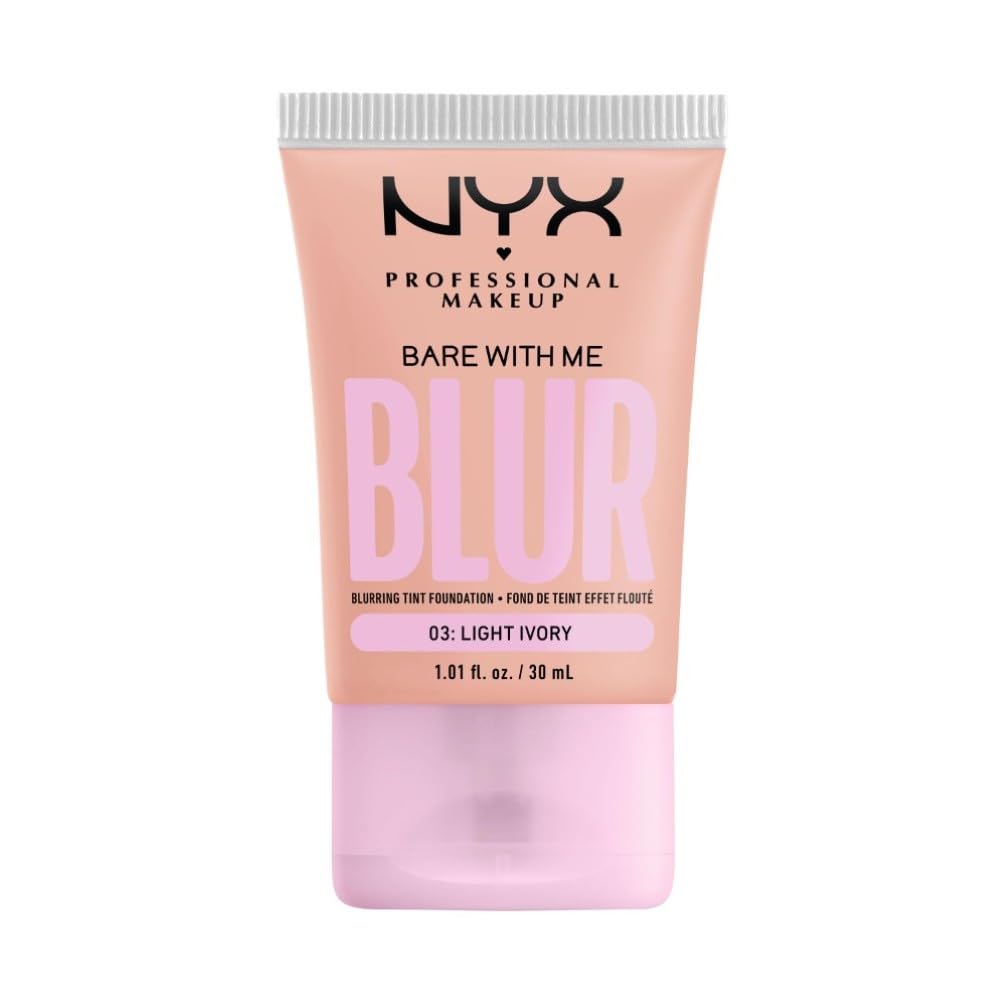 NYX Professional Makeup Blurring Tint Foundation, Medium Coverage, Matte Finish, With Niacinamide, Matcha and Glycerin, 12 Hours Hydrating, Bare With Me Blur, 30 ml, Shade: Lt Ivory