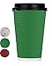 Disposable Hot Coffee Insulated Cups by Golden Spoon – 50 Pack Set Complete with Lids – Stylish Contemporary Ripple Design - Perfect for Take Away Coffee Shops and Bars (16 oz, Green)