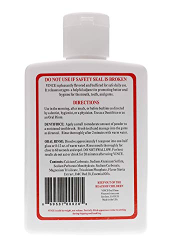 Vince Gum and Mouth Care - Oral Rinse and Dentifrice - 4 Ounce - Oxygenating Oral Rinse - Improve Gum Health - Cleanse and Refresh Your Gums - Pleasantly Flavored
