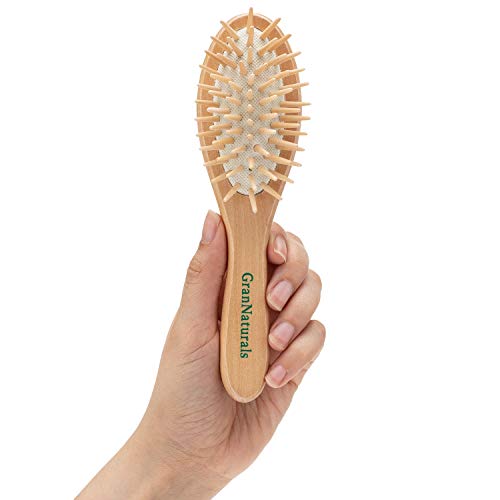 Small, Travel Hair Brush Wooden Bristle Detangler Hairbrush For