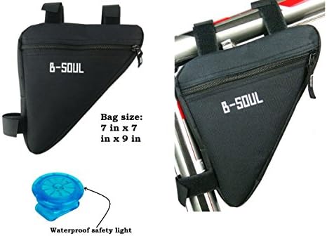 Epic Gear Black Bicycle Frame Bag Cycling Triangle Pack Bike Under Seat Top Tube Bag with Safety Light