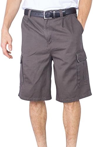 Mens Cargo Shorts Big And Tall Long Loose Fit Solid Cotton Chino Short (Olive,44)