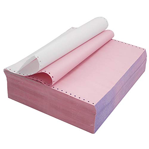 FirstZi 9-1/2 x 11 Inches NCR Continuous Feed Computer Paper 2-Ply, 1000 Count Carbonless Copy Paper for Dot Matrix Printers, 2-Part 500 Sets, Margin Perforated, White/Pink