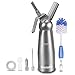 Whipped Cream Dispenser- Professional Cream Whipper 1 Pint with 2 Stainless steel Nozzles and 1 INJECTOR TIP, Uses N2O Cartridges (Not Included), comes with a Dual Head Cleaning Brush