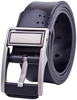 SINDE Men of leather belt Pure color and smooth surface (36 Black)