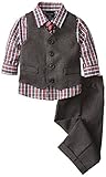 Nautica Baby Boys' Heather Herringbone Vest Set, Dark Grey, 12 Months