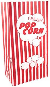 Brite Concepts Retro-Style Red and White Paper Popcorn Bags, Set of 10, 144-Pack, (1440 Bags in Total)