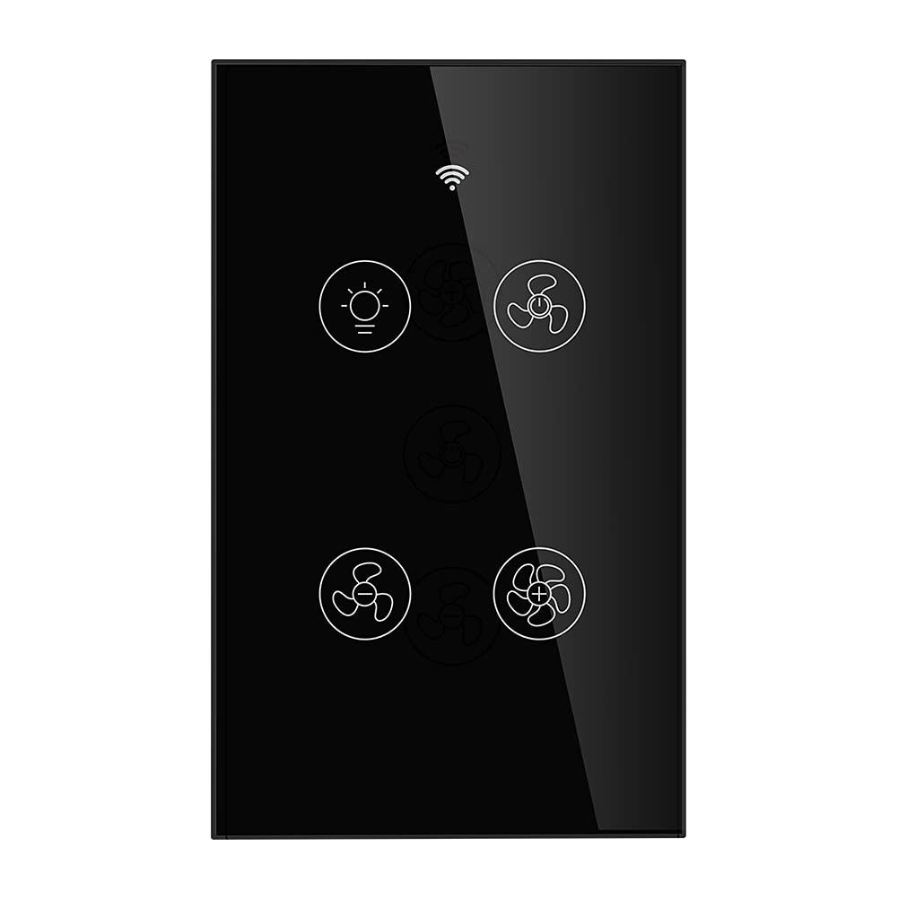 Photo 1 of MOES WiFi Smart Ceiling Fan Light Wall Switch, Smart Life/Tuya APP Remote Timer and Counterdown, Compatible with Alexa and Google Home, Black No Hub Required
