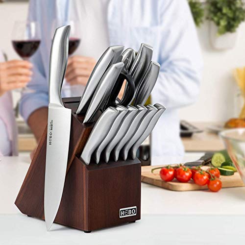 Knife Set, HOBO 14Piece Kitchen Knife Set with Block Wooden,Self