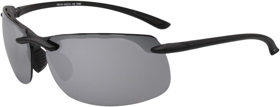 Sports Sunglasses for men women Running Driving Fishing Tr90 Superlight Frame JE027(Black Frame Gray Lens 28)