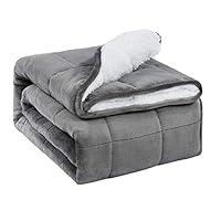 BUZIO Sherpa Fleece Weighted Blanket for Adult, 20 lbs Heavy Fuzzy Throw Blanket with Soft Plush Flannel, Dual Sided Queen Size Cozy Fluffy Blanket, 60 x 80 inches, Grey