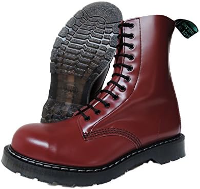 Solovair NPS Men´s Hand Made in England 11 Eye Cherry Red Steel Toe Boots