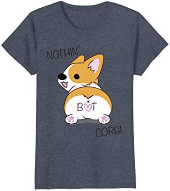 Womens Corgi Butt Shirt - Nothing But Corgi - Dog Lover Tee Shirt XL Heather Blue
