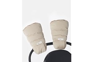 7 A.M. 7AM Enfant Stroller Warmmuffs Gloves - Anti-Freeze Stroller Mittens for Handlebars, Water Repellent Hand Warmer Muff for Cold Weather, Plush Lined Stroller Warmmuffs (Oat, Cacao)