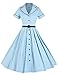 GownTown Women's 1950sVintage Classical Casual Swing A-line Dress, Light Blue (XX-Large)