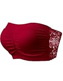 Luna Flower Women's Strapless Padded Bandeau Floral Lace Back Tube Bra Tops