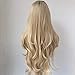 QD-Udreamy Ombre Blonde Synthetic Lace Front Wigs With 4# Roots Long Wavy Wig Heat Resistant Hair Wigs for Women 24inch