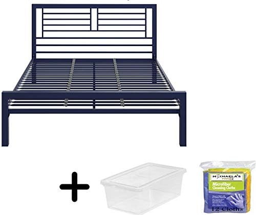 Bed Metal Frame for Kids Bedroom, Teenager and Dorm - (Full, Blue)