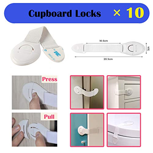 XinPei Baby Proofing Kit (48 Pcs) -20 Socket Covers + 10 X Cabinet Locks + 10 X Cupboard Locks + 4 X Rectangular Locks + 4 X Foam Door Stoppers