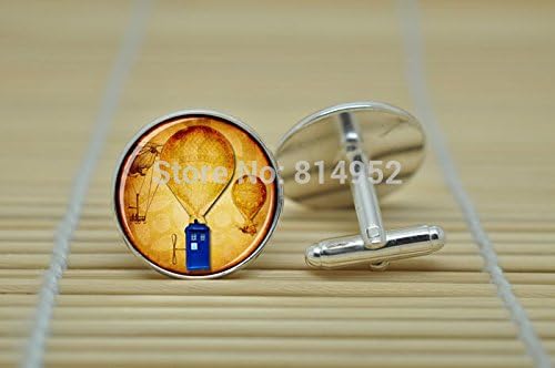 Pretty Lee Tardis Jewelry Doctor Who Time Machine Tardis Cufflinks In Silver Glass Cabochon Cuff Links C0916