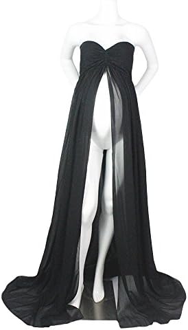 New Mommy Maternity Split Front Sheer Chiffon For Portrait&amp;Photograph (onesieze, Black)