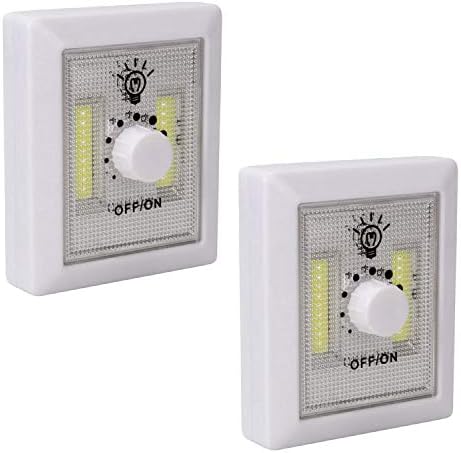TinyBrite Plastic Battery Powered Adjustable Brightness LED Closet Light (White) -Set of 2