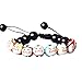 Merope J Handmade Womens 9 Lucky Cat Charm Ceramic Beads and Pine Stone Bracelets Adjustable (Black)