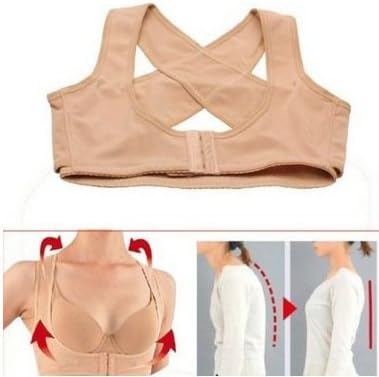 Igirls Upper Your Chest Brace Support Belt Make More Chesty Posture Corrector Shoulder Vest X Type Underwear (M, Nude)