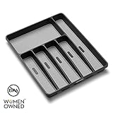 madesmart Classic Large Silverware Tray - Granite |CLASSIC COLLECTION | 6-Compartments| Kitchen Drawer Organizer | Soft-Grip Lining and Non-Slip Rubber Feet | BPA-Free