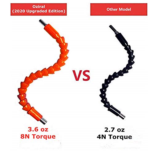 Oziral 2 Pack Enhanced Version Flexible Drill Bit Extension, 11.8 Inch Flexible Shaft Extension Bits, 1/4'' Hex Shank Magnetic Screwdriver Bit Holder Connect Adapter, Flex Drive Quick Connect